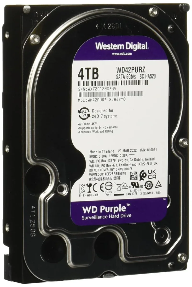 Western Digital Western Digital 4TB WD Purple Surveillance 3.5" 2 in 1 accessory — product photo
