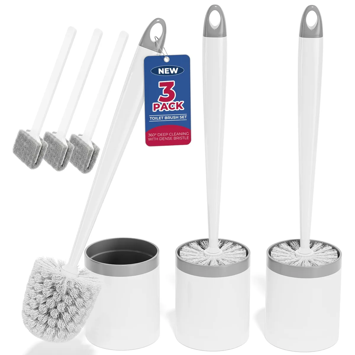 Toilet accessories ergonomic handle space saving dense bristles — product photo