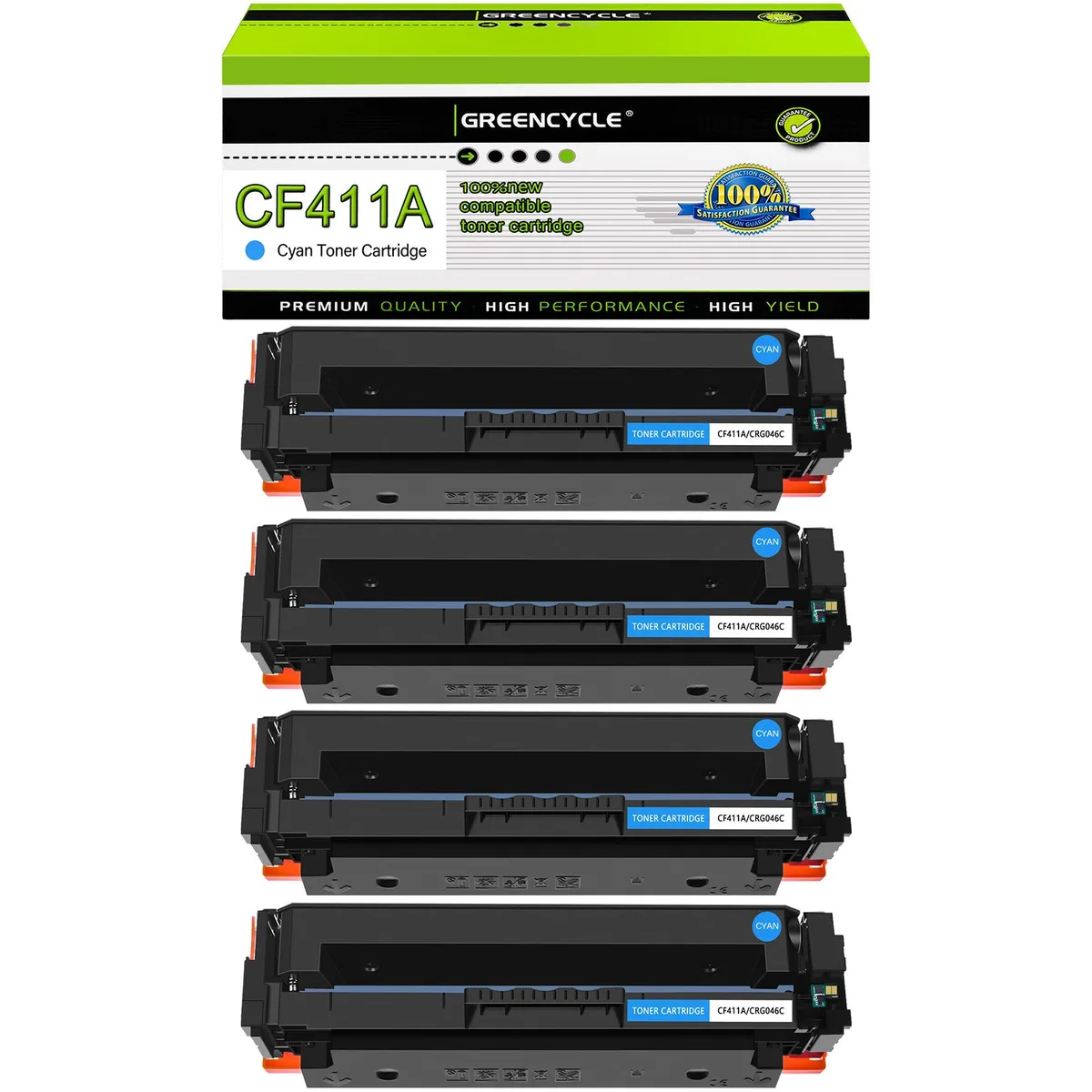 GREENCYCLE GREENCYCLE 4 Pack CF411A Cyan Toner Cartridge 2300 pages — product photo
