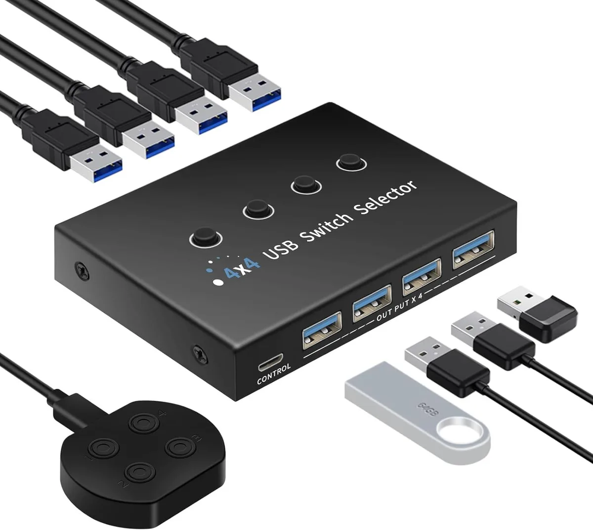Explus-C Explus-C USB 3.0 4-Port KVM Switch with Desktop Controller — product photo