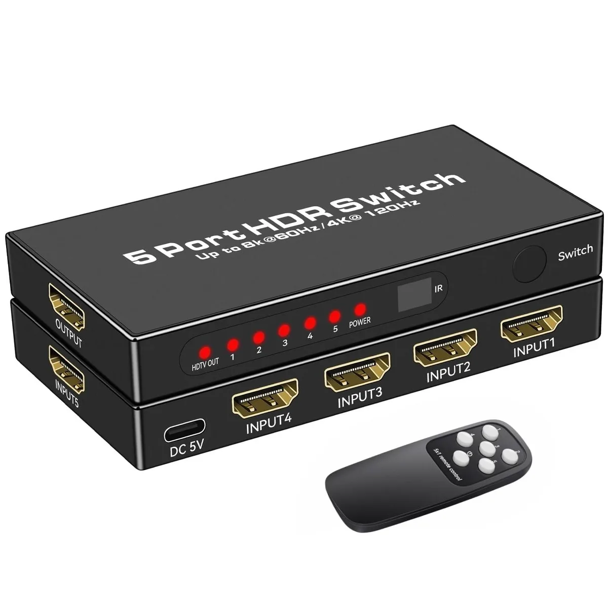 Vszerda Vszerda 8K HDMI 2.1 Switch 5 in 1 Out video switch — product photo