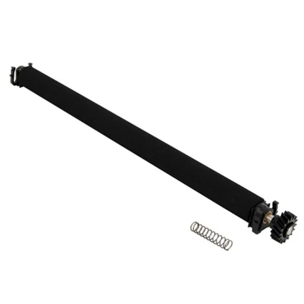 Cylindrical black transfer roller with grey end caps and model label