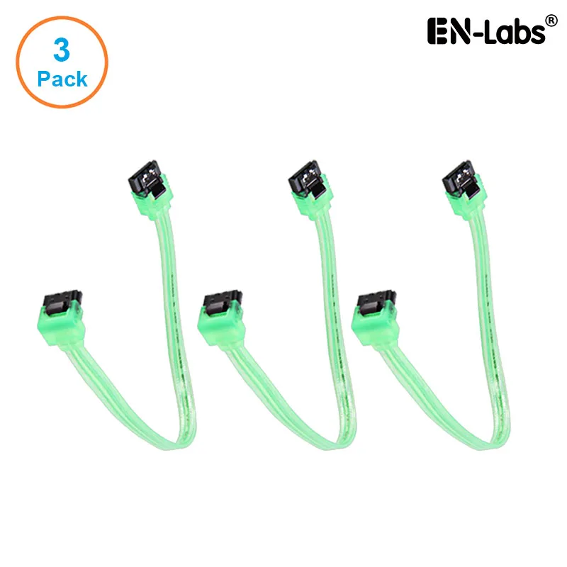 EN-Labs EN-Labs 3PKSATAIII10GNA 3-pack SATA cable 10 inch UV Green — product photo
