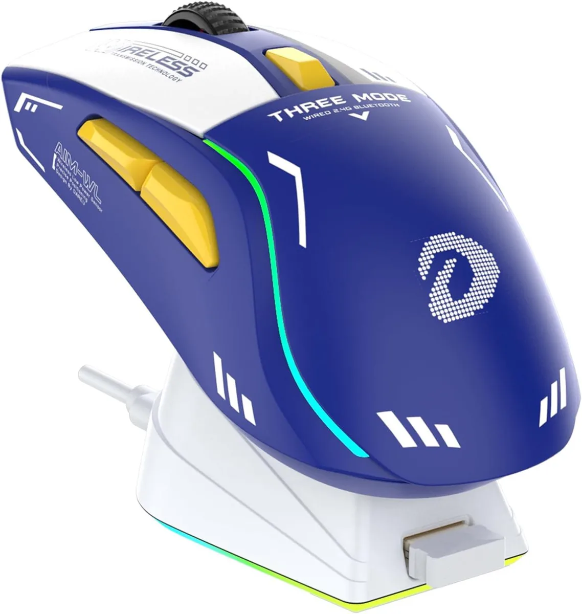 Corn Electronics Corn Electronics Gaming Mouse Blue 88g AIM-WL 12000 DPI 120h Battery Charging Dock — product photo
