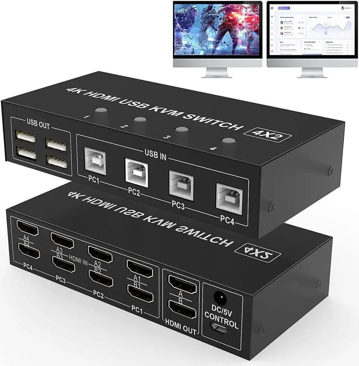 Vszerda Vszerda 4x2 Dual Monitor HDMI KVM Switch 4K 60Hz — product photo