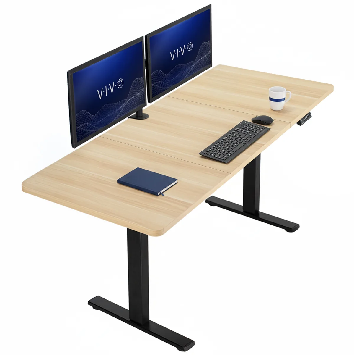 VIVO VIVO Electric 71 x 30 Standing Desk Light Wood Black Frame — product photo