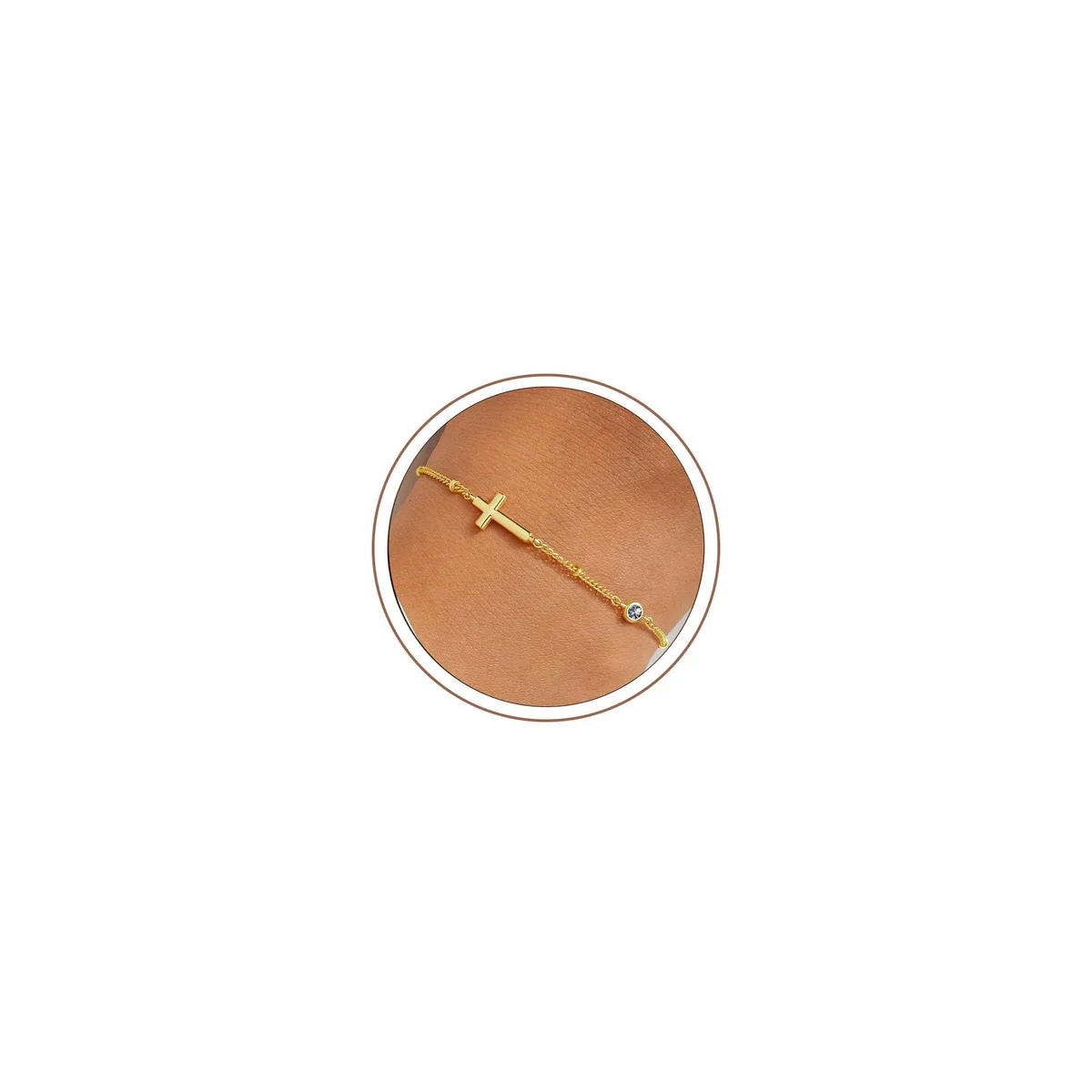  Turandoss Cross Bracelet 14K Gold Plated Alexandrite 6+2 Inch Adjustable — product photo