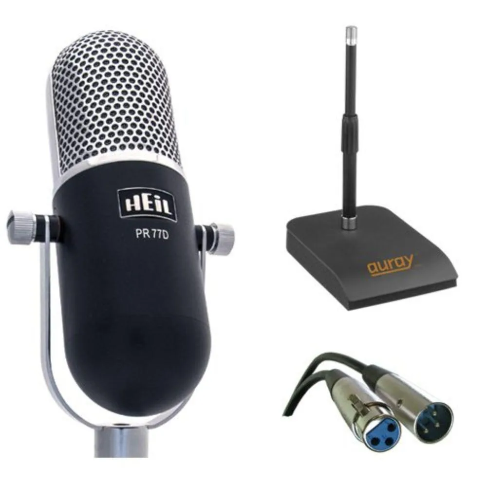 Heil Sound Heil Sound PR 77D Dynamic Microphone Black with TT-ISO Stand and XLR Cable — product photo