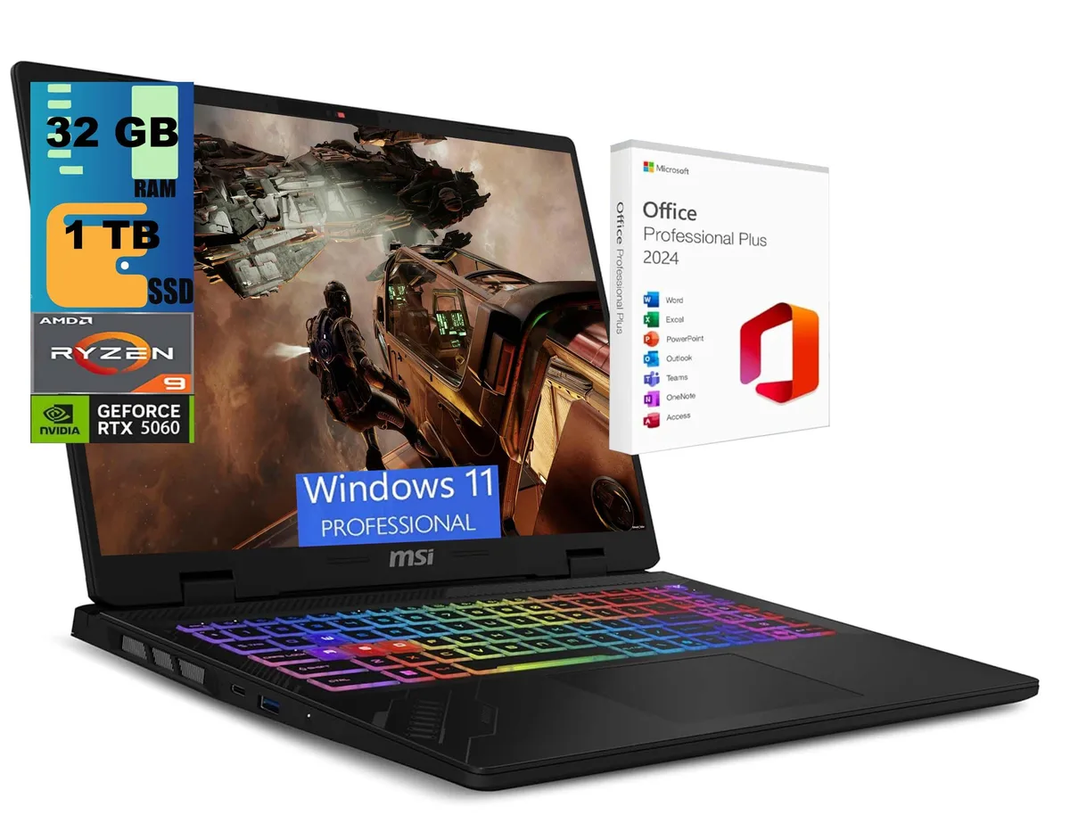 MSI MSI Crosshair A16 gaming laptop 16" QHD+ 240Hz Ryzen 9 8940HX RTX 5060 32GB 1TB — product photo