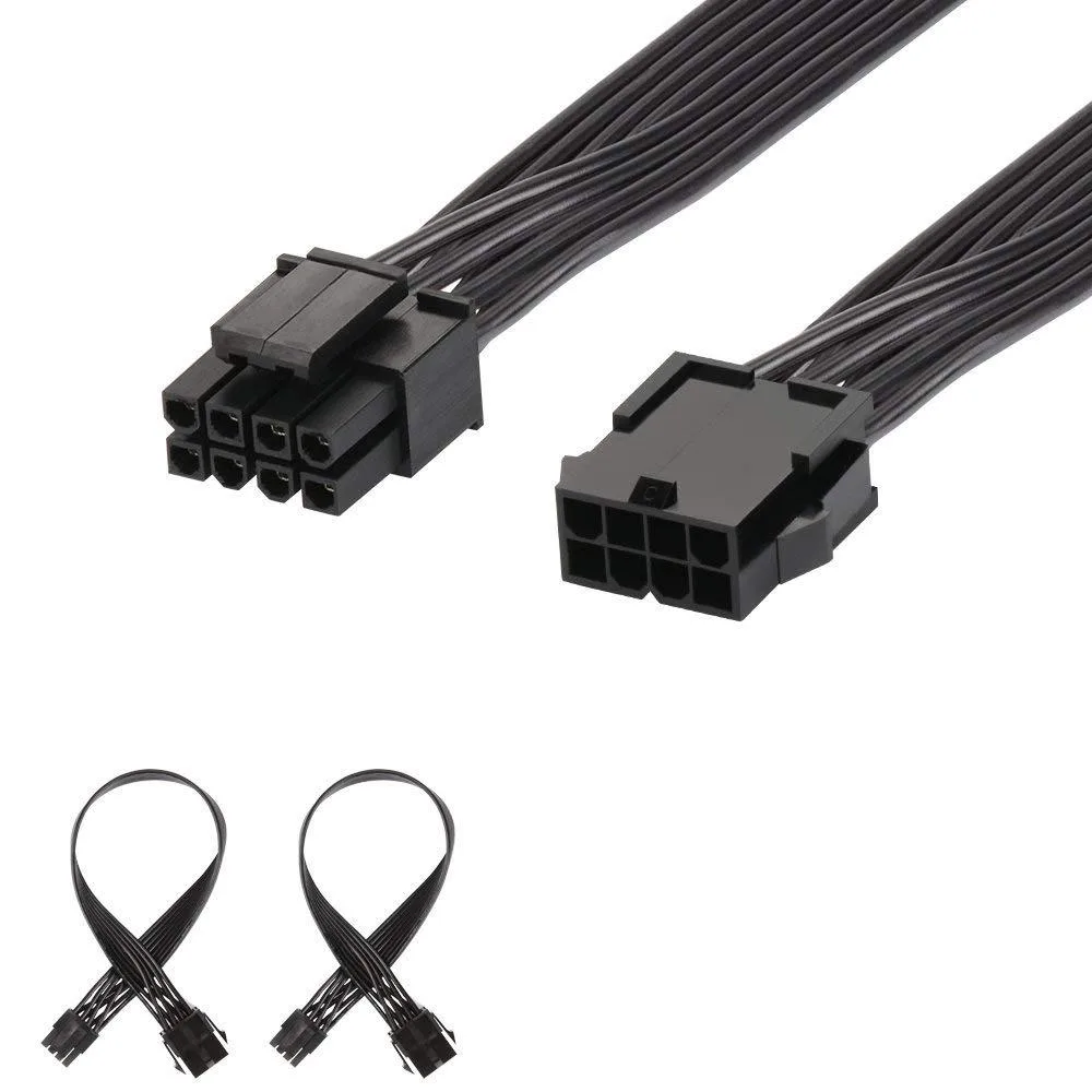  J&amp;D EPS 8 Pin Power Extension Cable 12 inch 2 Pack — product photo