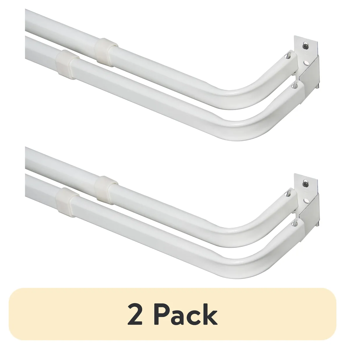 Mainstays Mainstays 28-48" White Wrap-Around Double Curtain Rod 2-pack — product photo