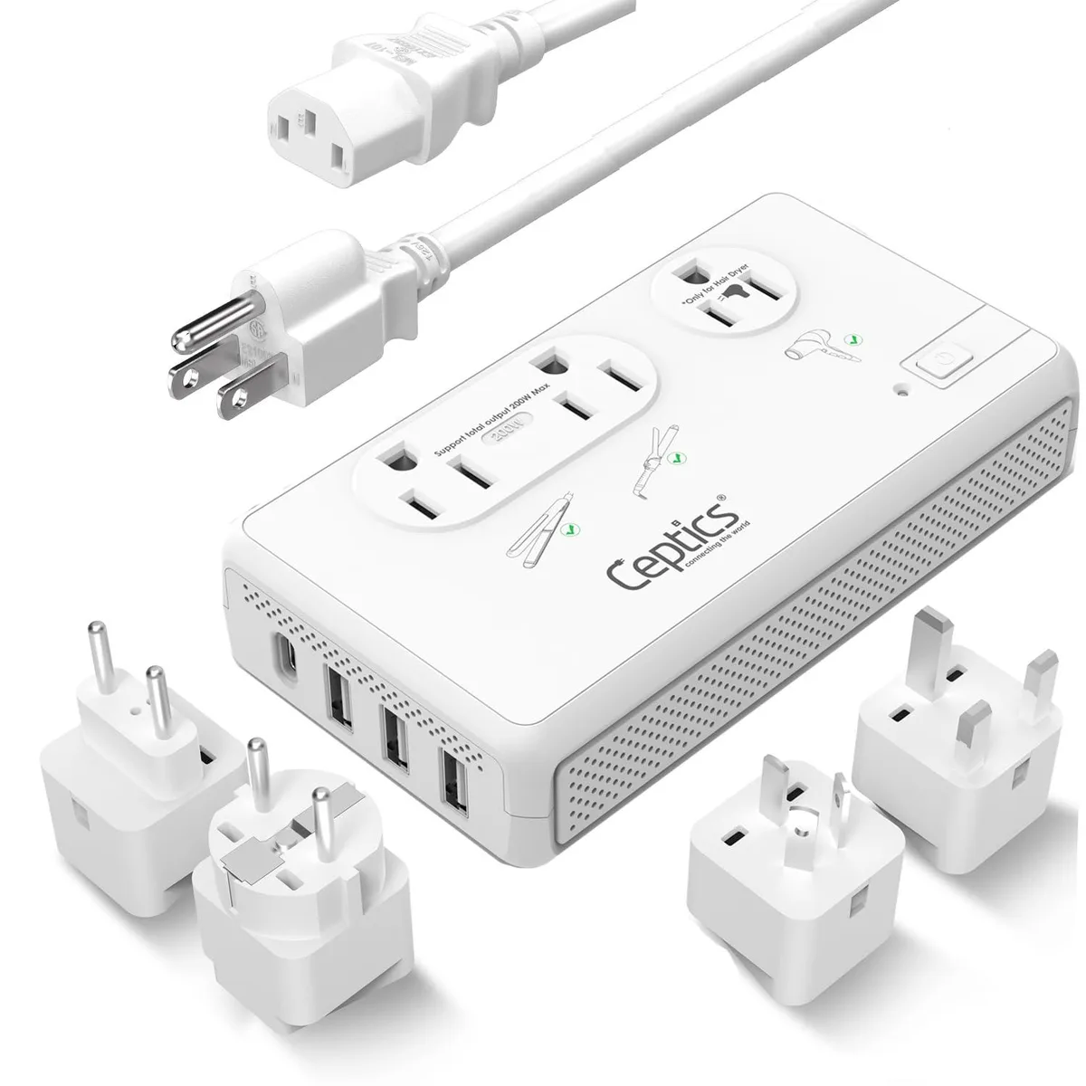 Ceptics LX-C2000-GP 2000W Voltage Converter with USB-C — product photo