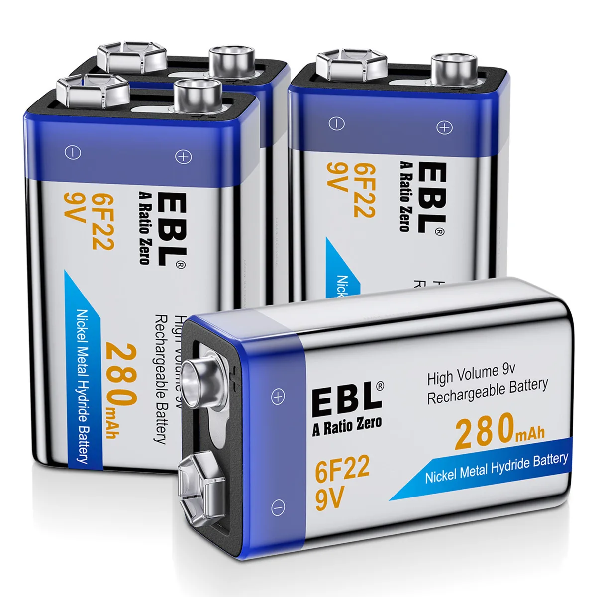 Shenzhen Lepower Electronics Co., Ltd Shenzhen Lepower Electronics Co., Ltd EBL LN-8171 4-pack 9V 280mAh Ni-MH rechargeable standard battery — product photo
