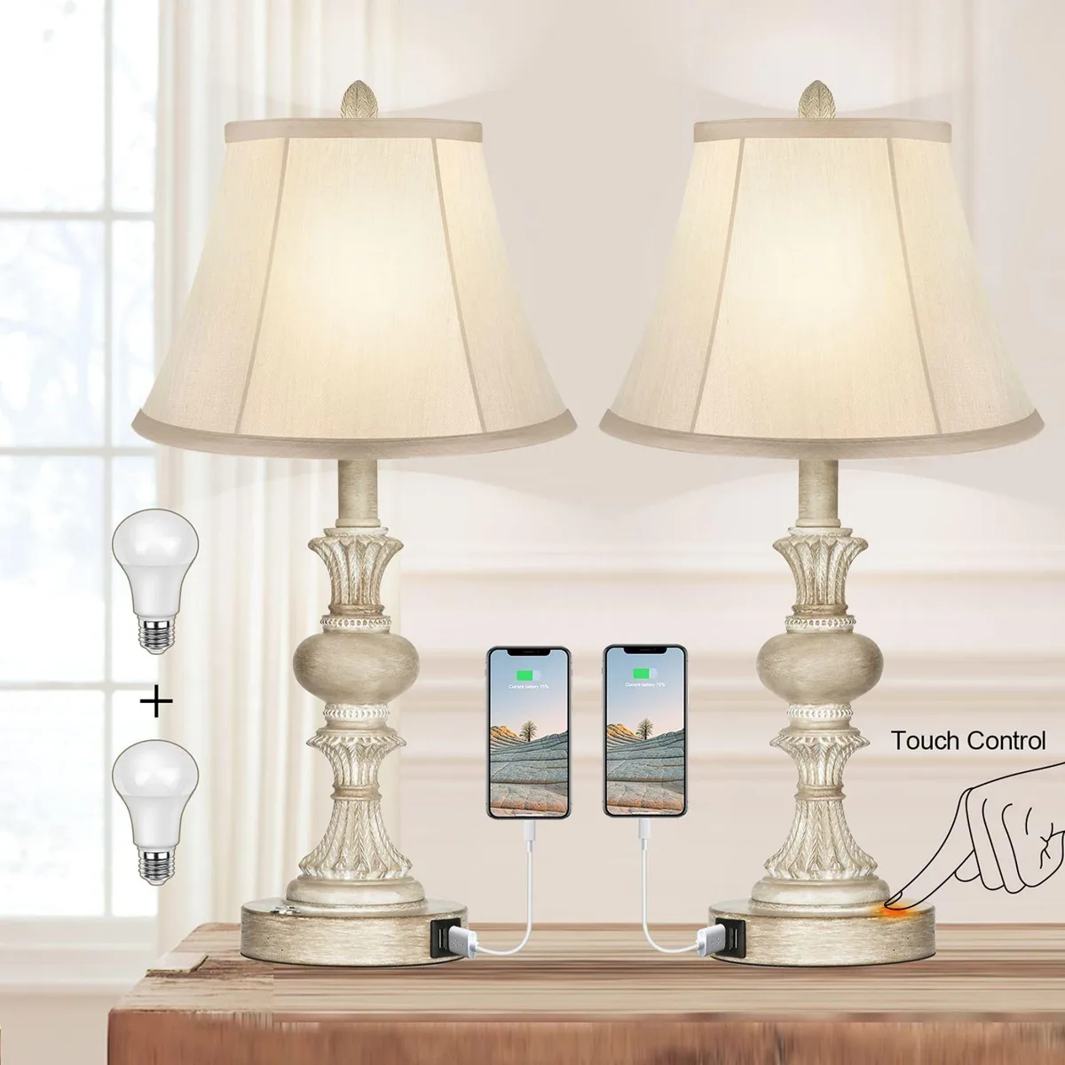 Wenger Wenger Desk Lamp Set of 2 Touch 3-Way USB 12" 22" 5000K — product photo