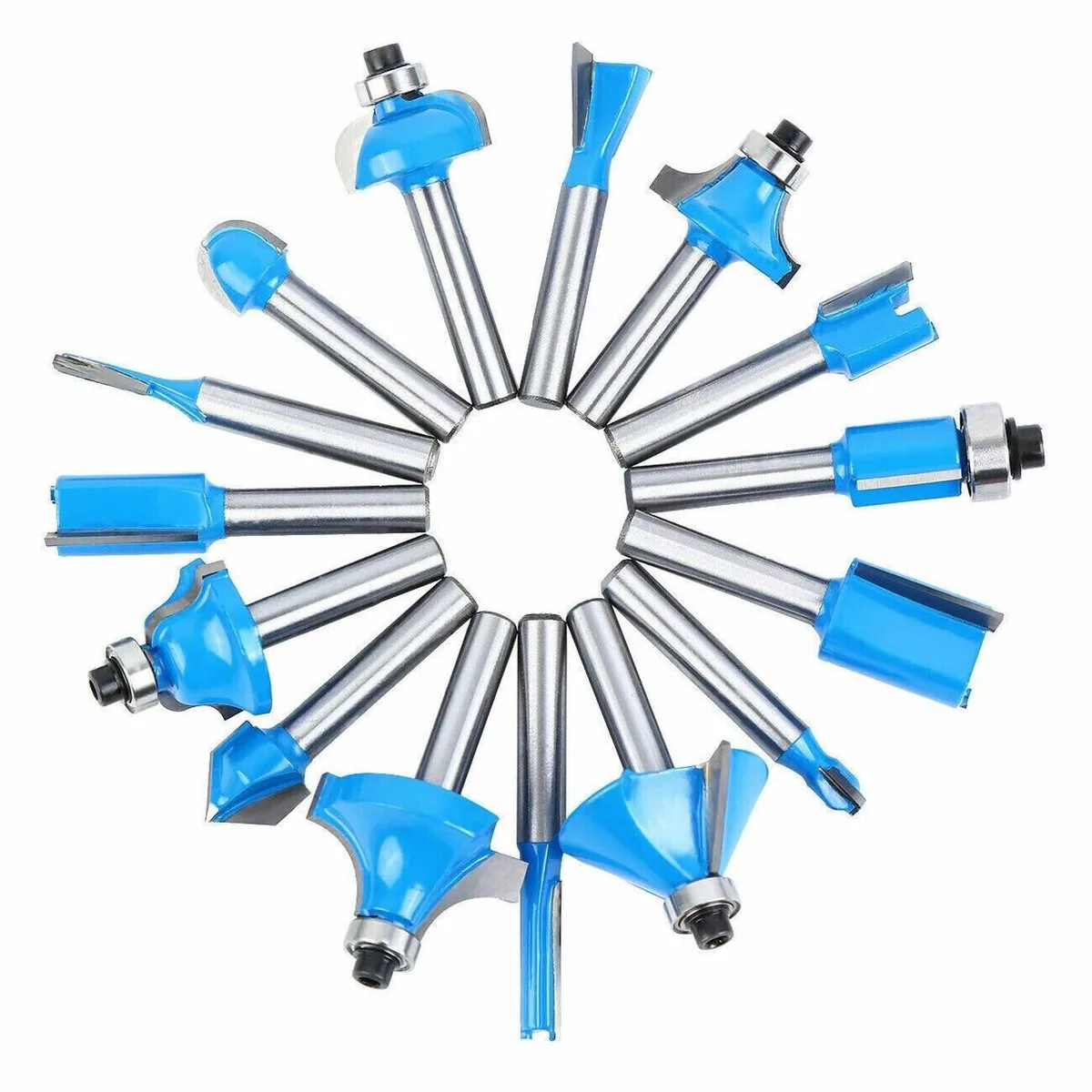 The Perfect Part The Perfect Part 15pc Router Bit Set 1/4" Shank Blue — product photo
