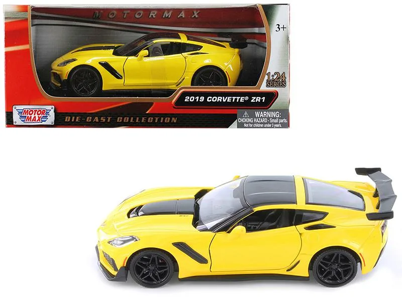 MOTORMAX MOTORMAX 2019 Chevrolet Corvette ZR1 Yellow with Black Accents 1/24 Diecast Vehicle — product photo