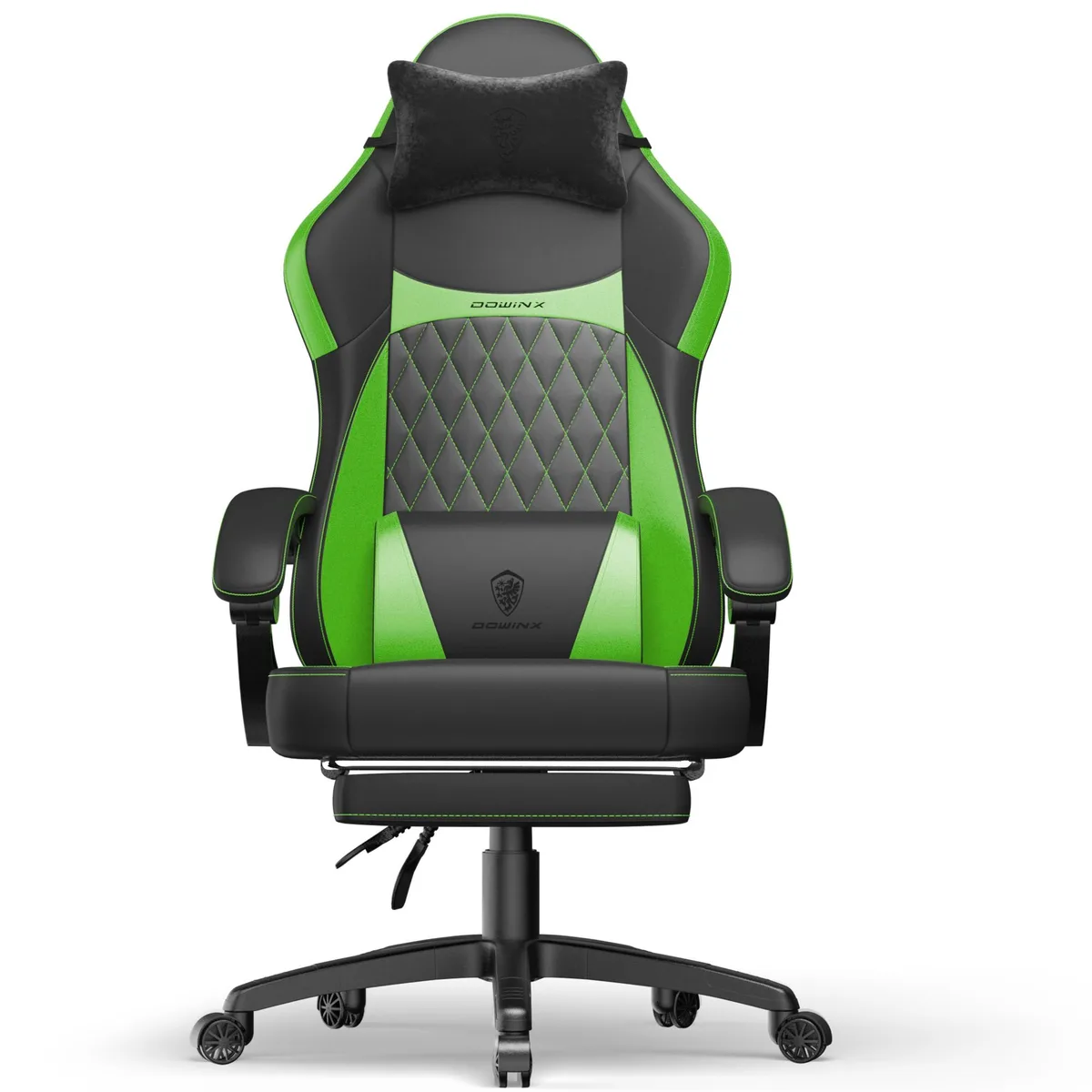 Dowinx Dowinx LS-6650A gaming chair, green PU leather, 300 lb capacity, 90-145° recline — product photo