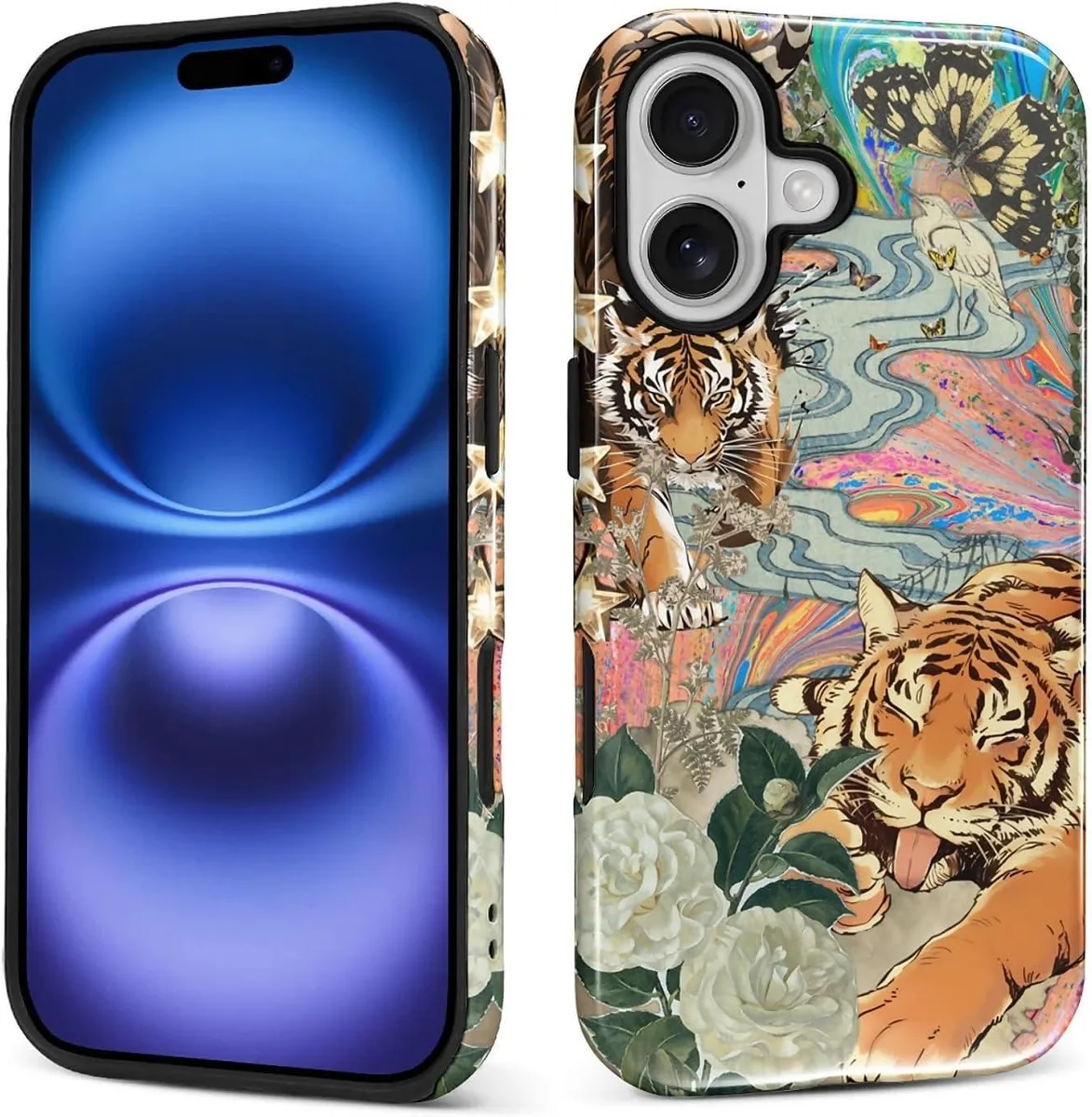 Transcend Transcend iPhone 17 Hybrid Heavy Duty 2-in-1 Case Fun Tiger Butterfly Collage — product photo