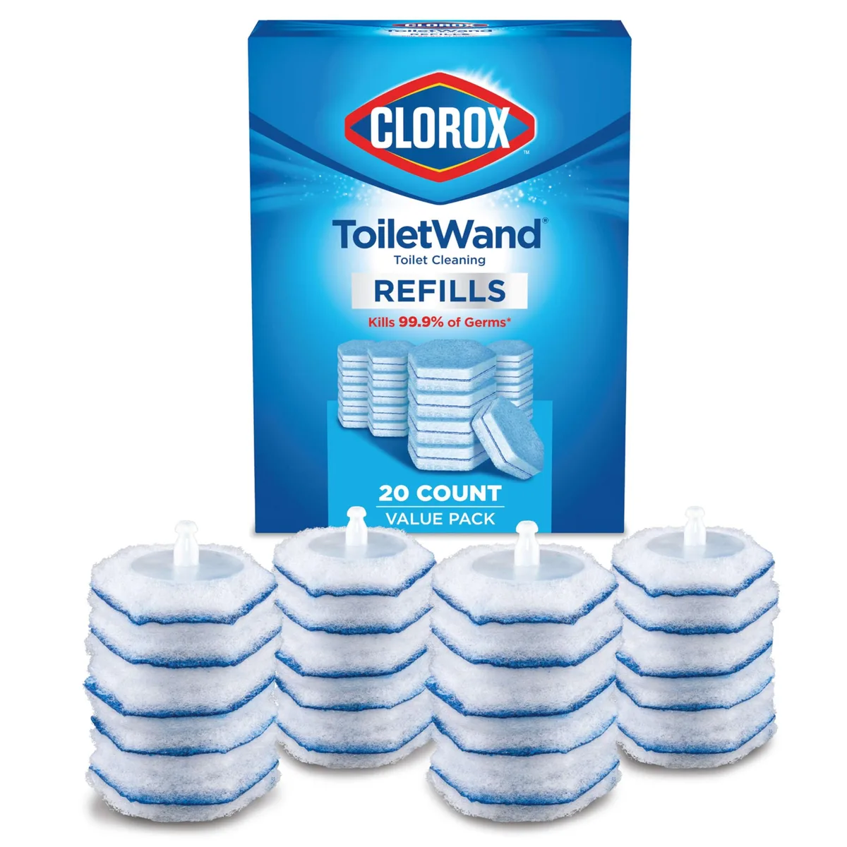 White box of 20 disposable toilet cleaning refill heads