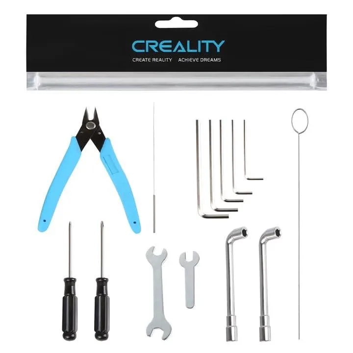 Creality 14-in-1 3D printer tool kit with pliers, screwdrivers, wrenches, cleaning needles and clog poke