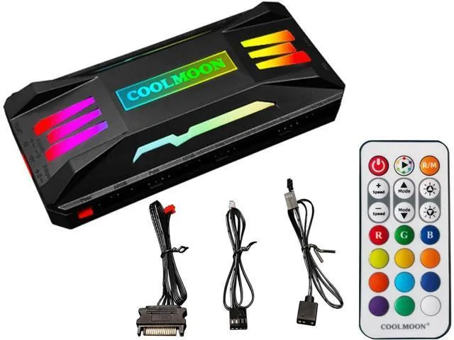 LORDWORLD LORDWORLD ARGB Fan Controller 8 PWM 10 5V ARGB Remote Black — product photo