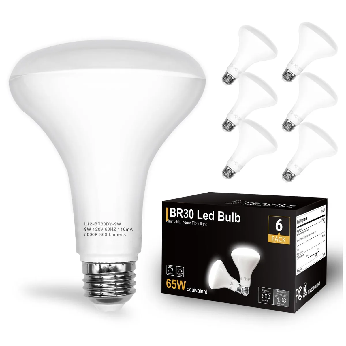  DAYBETTER BR30 LED Light Bulb 5000K 65W Equivalent 6 Pack — product photo