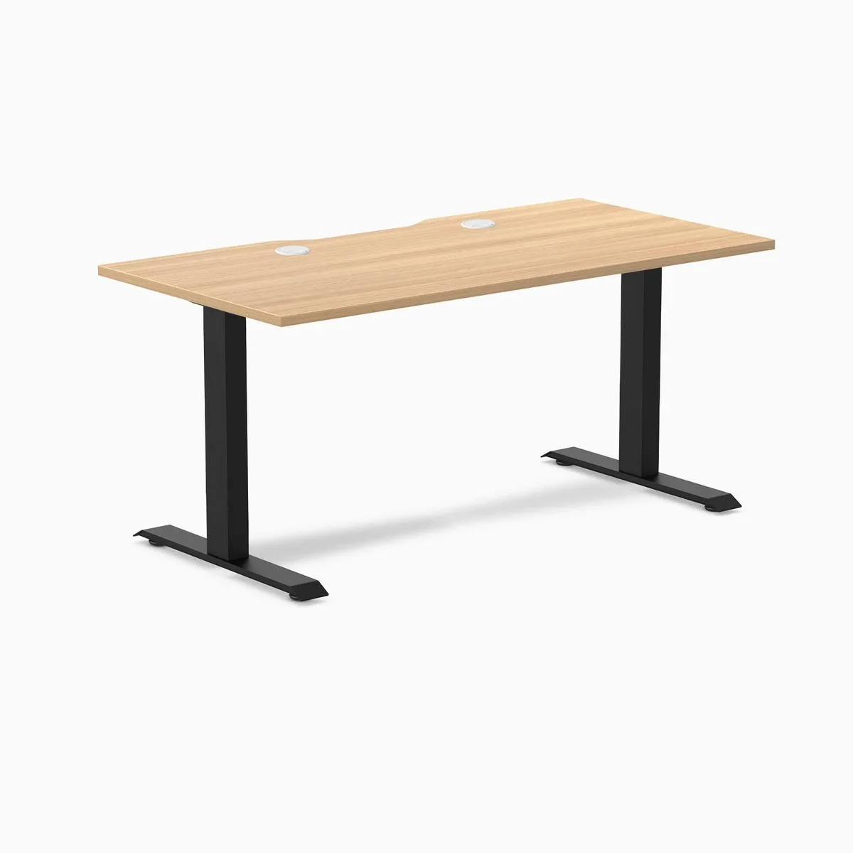 Desky Desky Zero Scalloped Laminate Office Desk Sublime Teak 59.1 x 29.5 in Matte Black — product photo