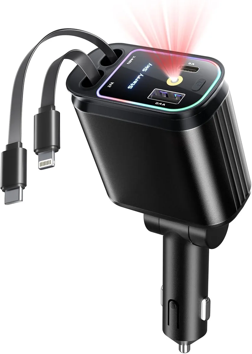 Hamzan Hamzan Starlight Retractable Car Charger 4-in-1 Starry Sky 80cm 31.5in — product photo