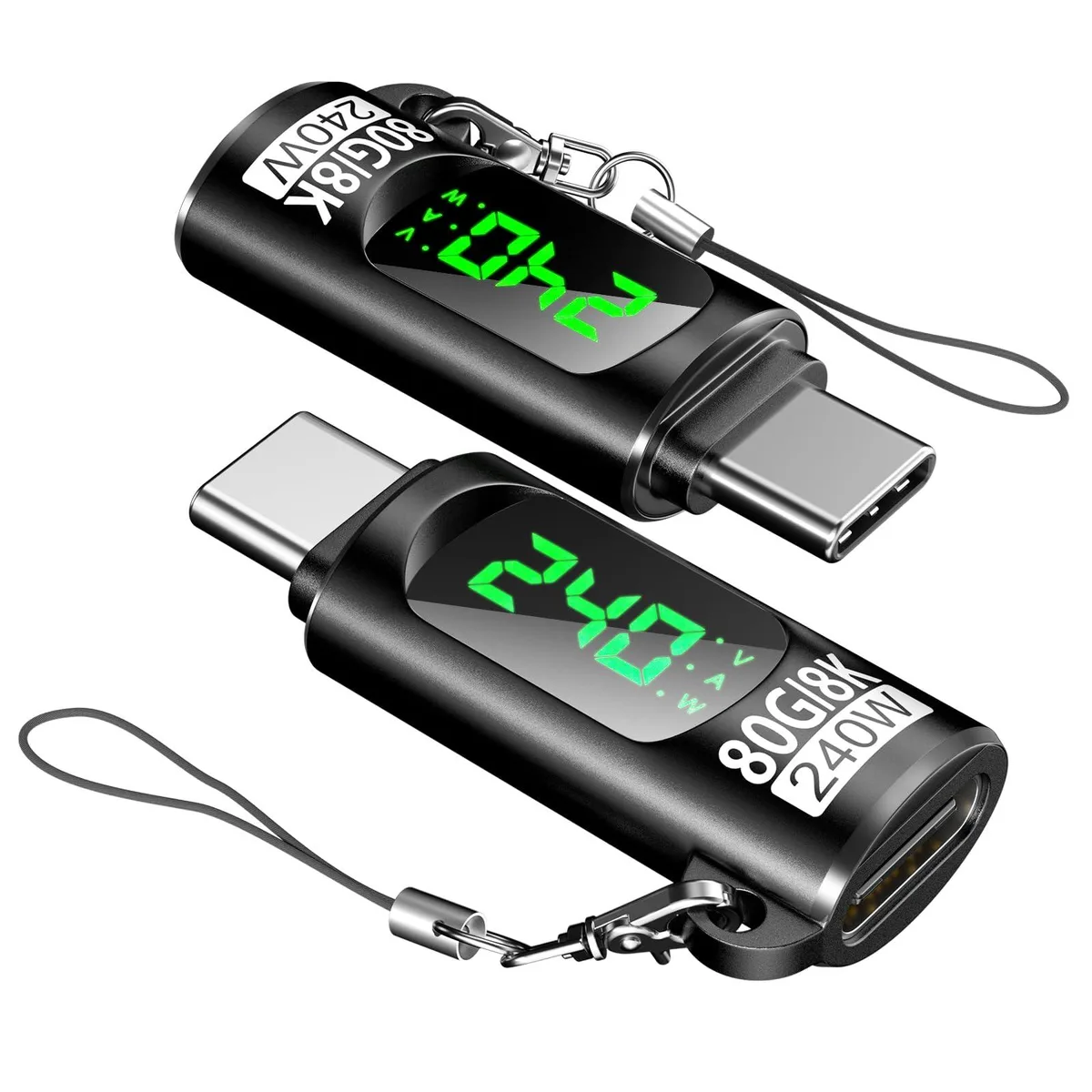  2 Pack 240W USB-C Power Meter Tester 80Gbps 60Hz — product photo