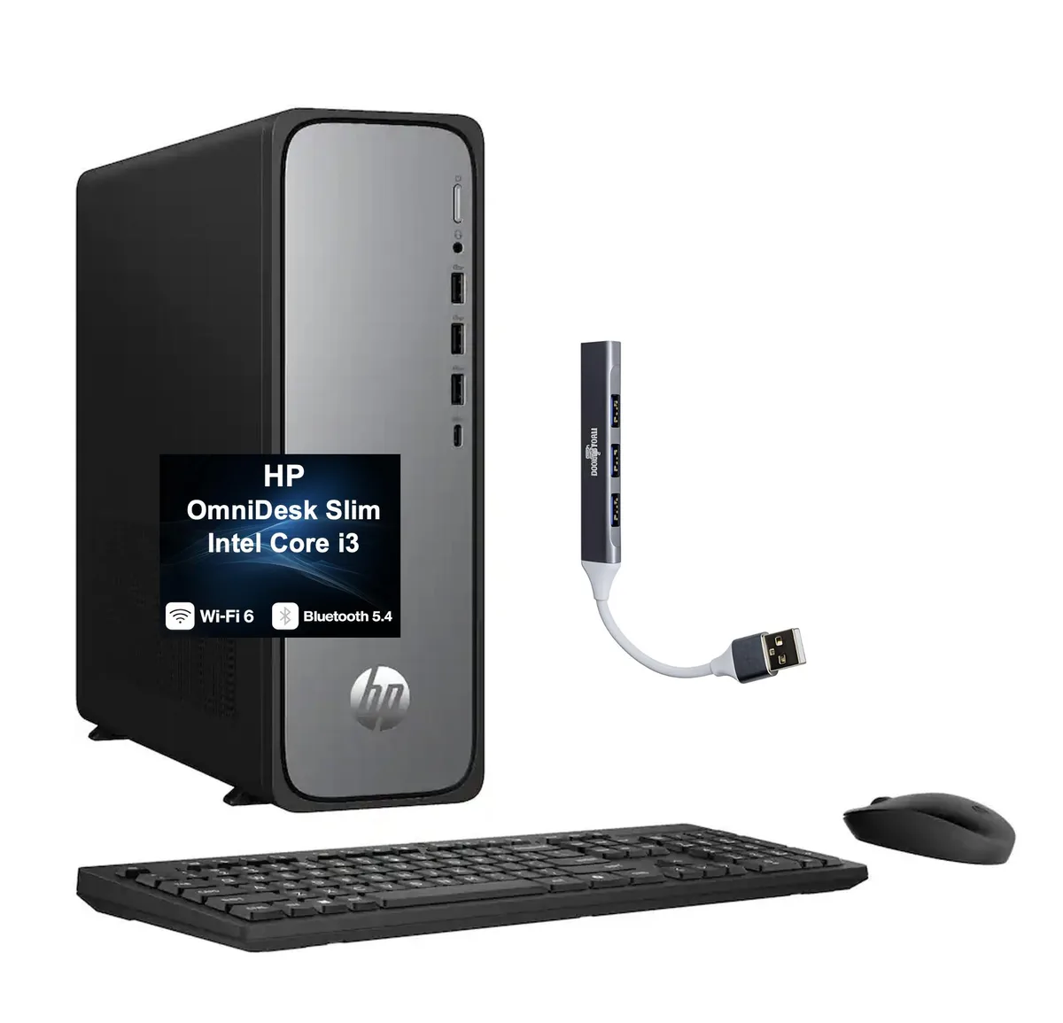 HP HP OmniDesk Slim desktop PC i3-13100 32GB DDR5 512GB NVMe 180W PSU Meteor Silver — product photo