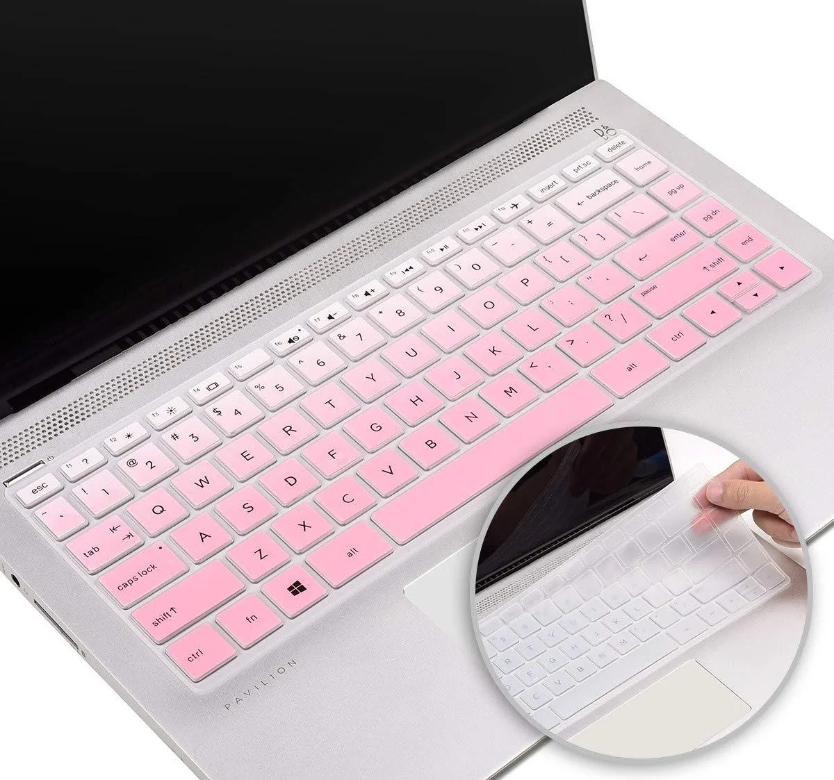  iKammo Keyboard Cover HP 14" Pavilion x360 Pink+Clear — product photo