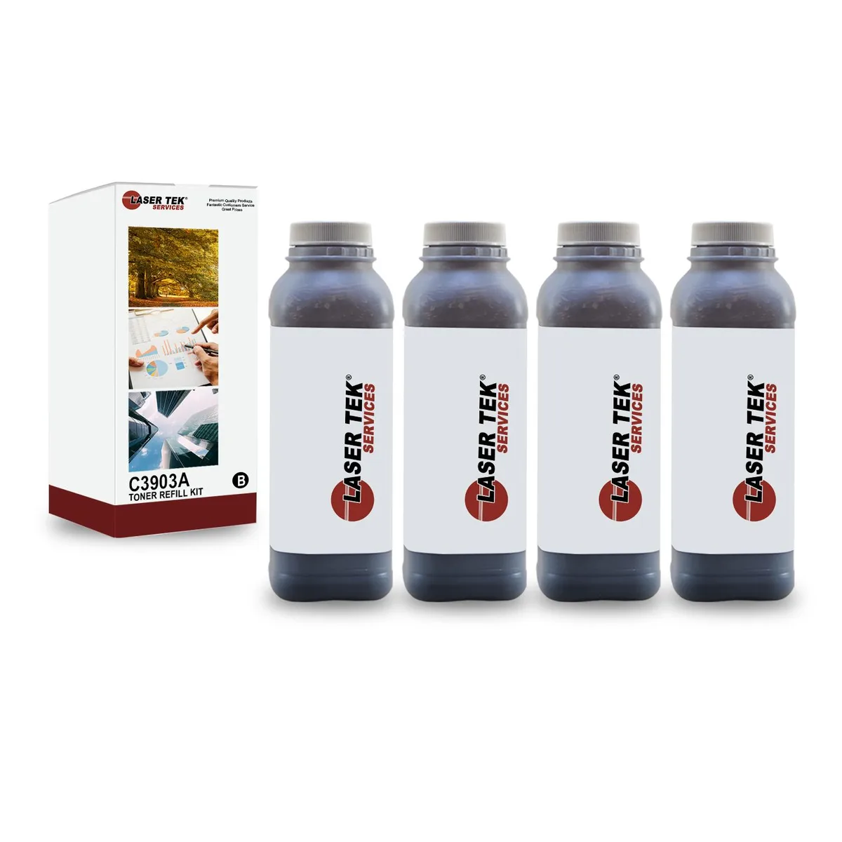 Laser Tek Services Laser Tek Services 03A Black Toner Refill Kit for HP C3903A 4PK — product photo
