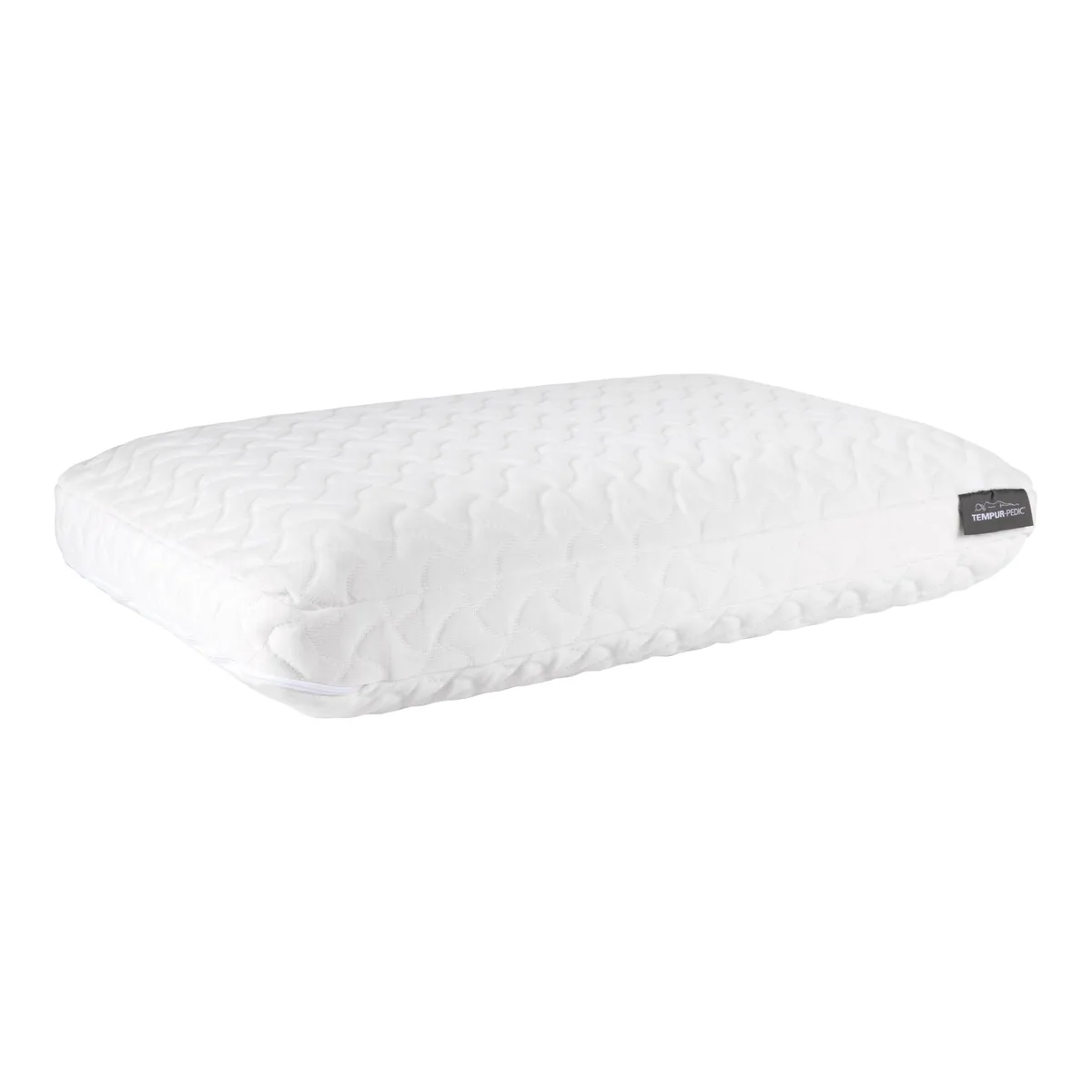 White rectangular memory-foam pillow with herringbone polyester cover