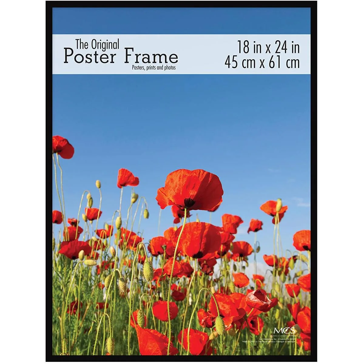 Black poster frame for 18x24 inch photograph with masonite back
