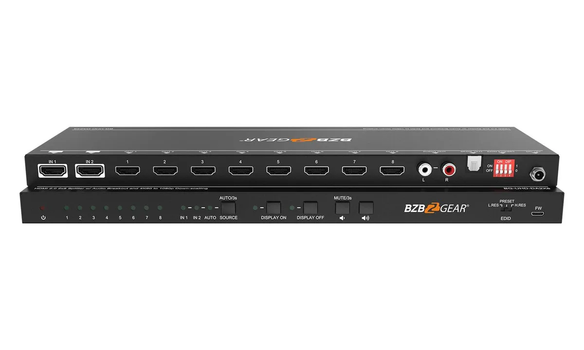 BZBGEAR BZBGEAR BG-UHD-DA2X8 2x8 4K60 HDMI video splitter — product photo