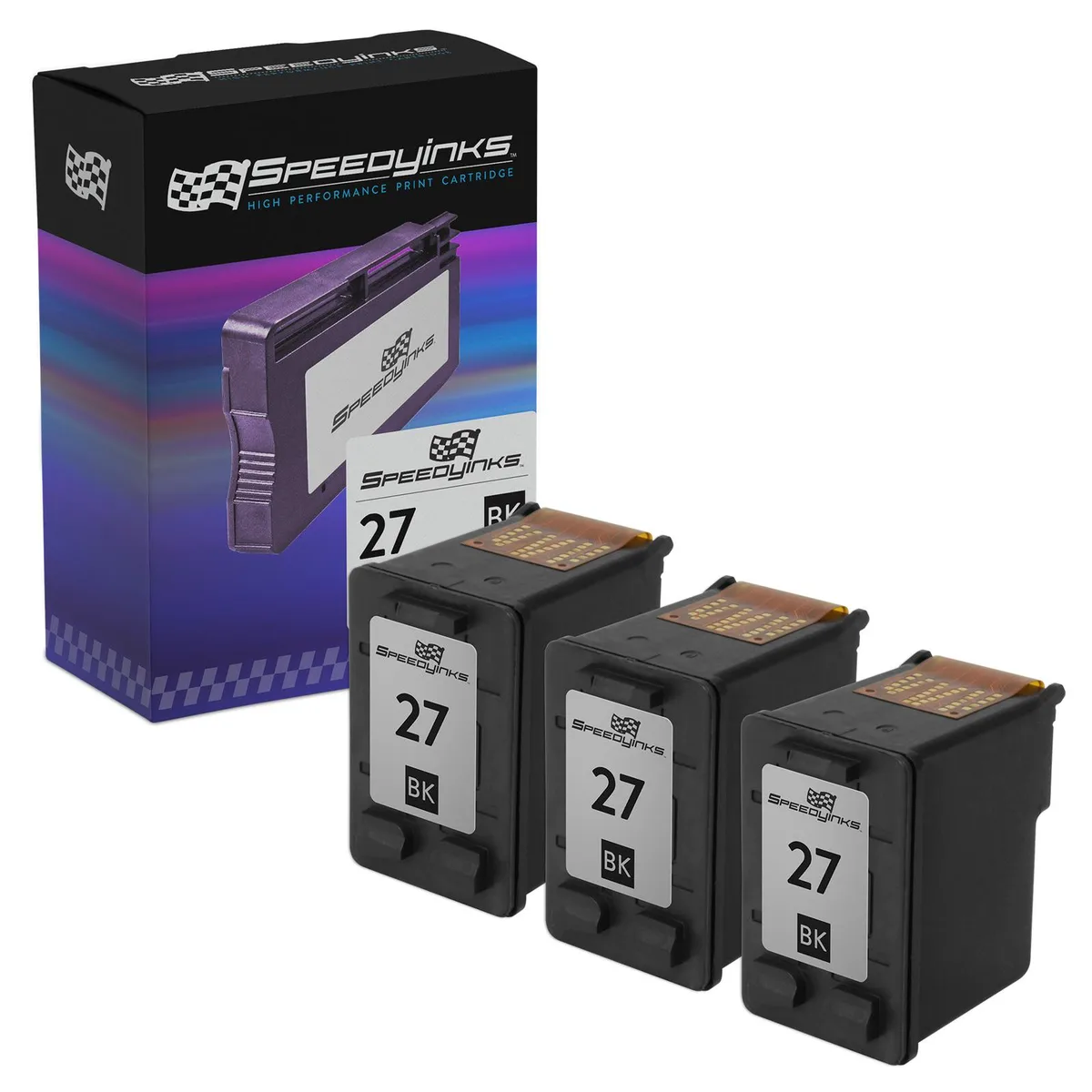 SpeedyInks SpeedyInks HP 27 C8727AN Black Ink Cartridge 3-Pack 220 Pages — product photo