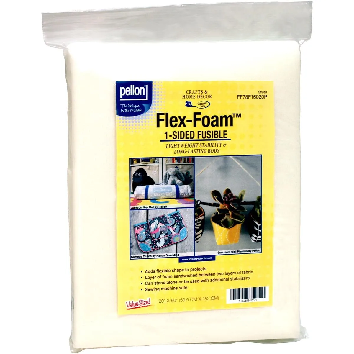 Beige fusible foam stabilizer sheet, 20 by 60 inches, lightweight polyester and polyurethane layers