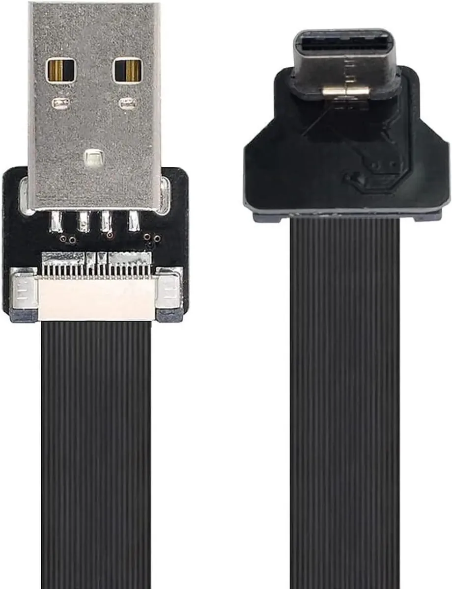 Vszerda Vszerda USB 2.0 Type-A to Type-C upward angled 90° flat FPC cable 20 cm — product photo