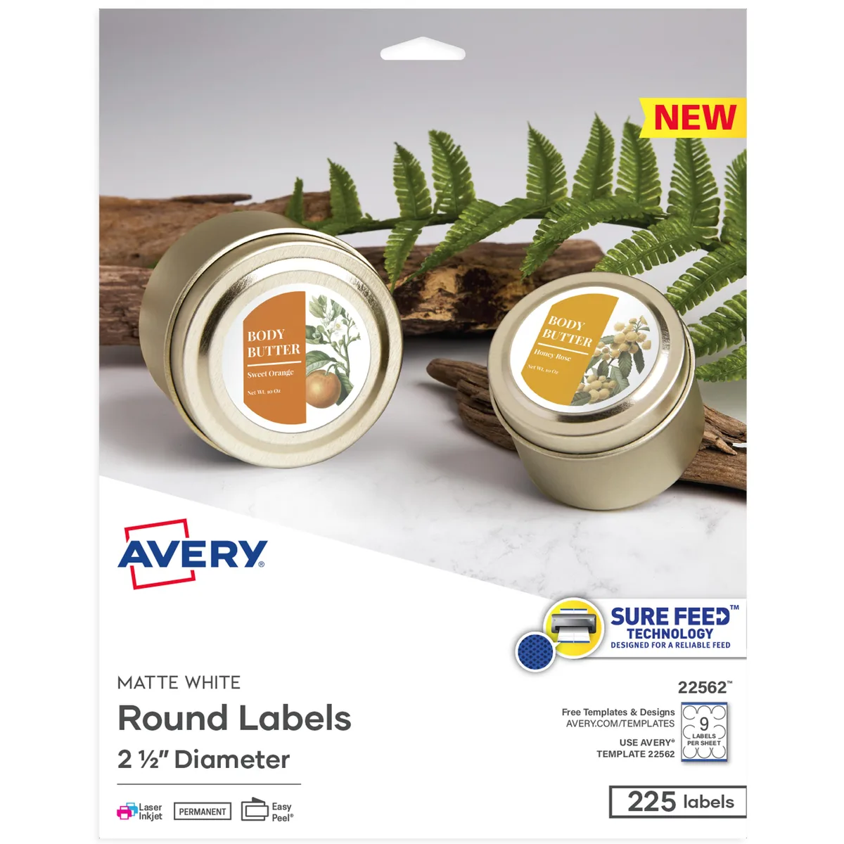 Avery Avery 22562 Round Labels 2.5" White 225 Pack — product photo