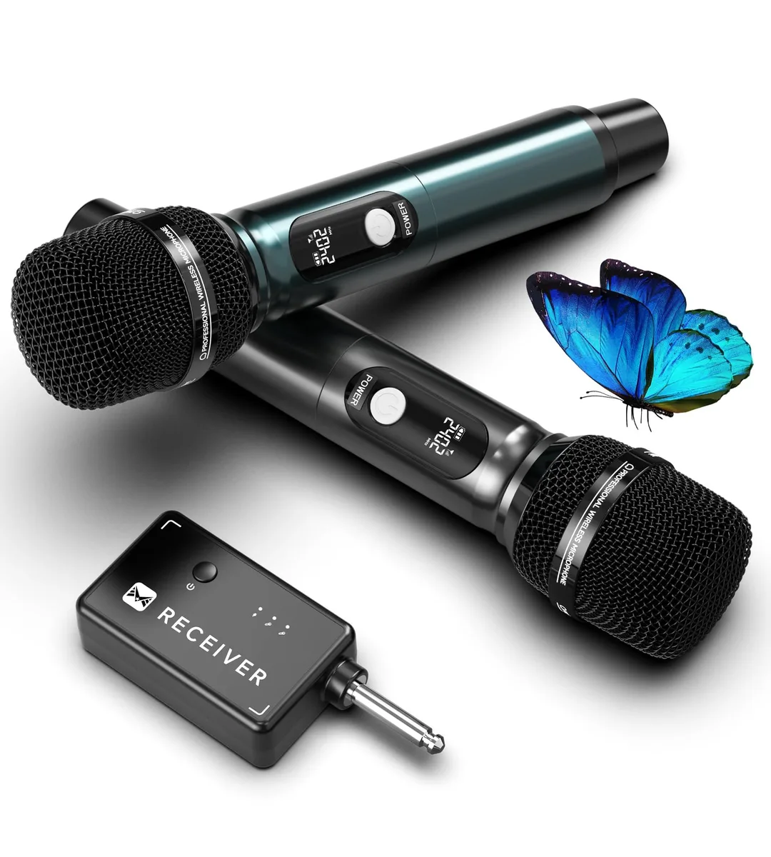  ECHOMUSSY YA-02C Dual Wireless Microphone Grey 240 ft 3ms — product photo