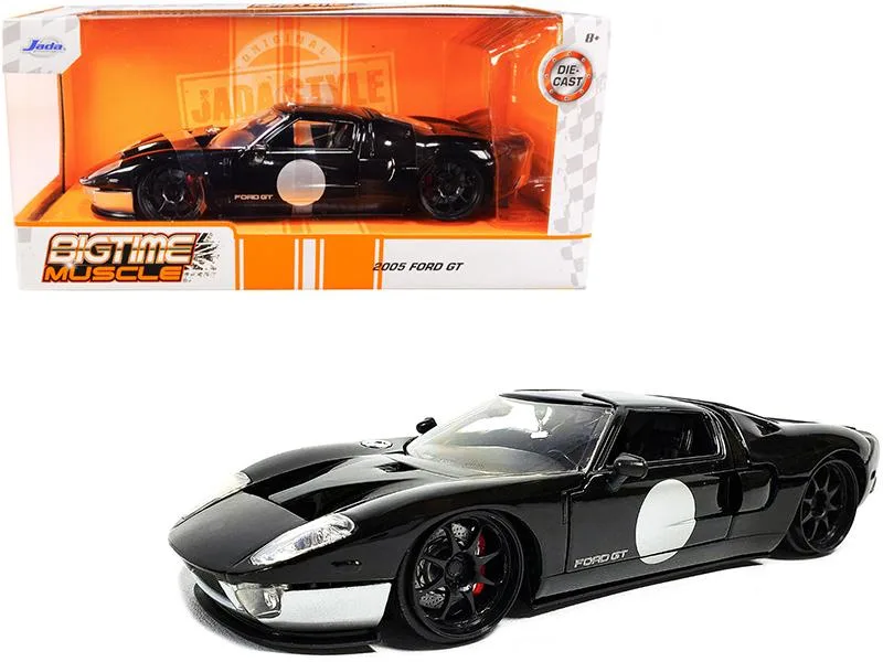 Jada Jada 2005 Ford GT Black and Silver Bigtime Muscle 1/24 Diecast Vehicle 32705 — product photo