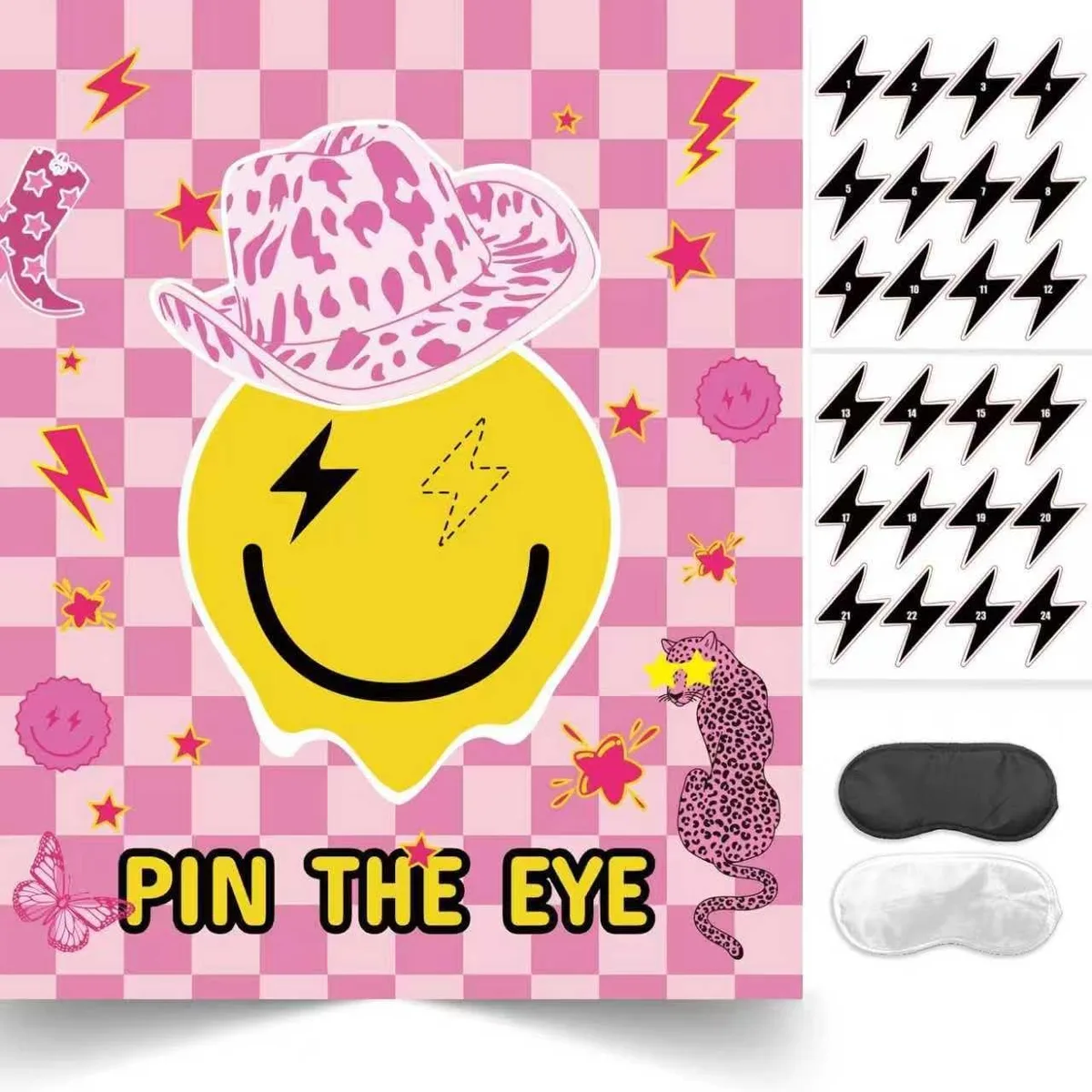 ONE Happy Dude Pin the Eye on the Dude Game 24 stickers 16.5 x 20.5 in — product photo