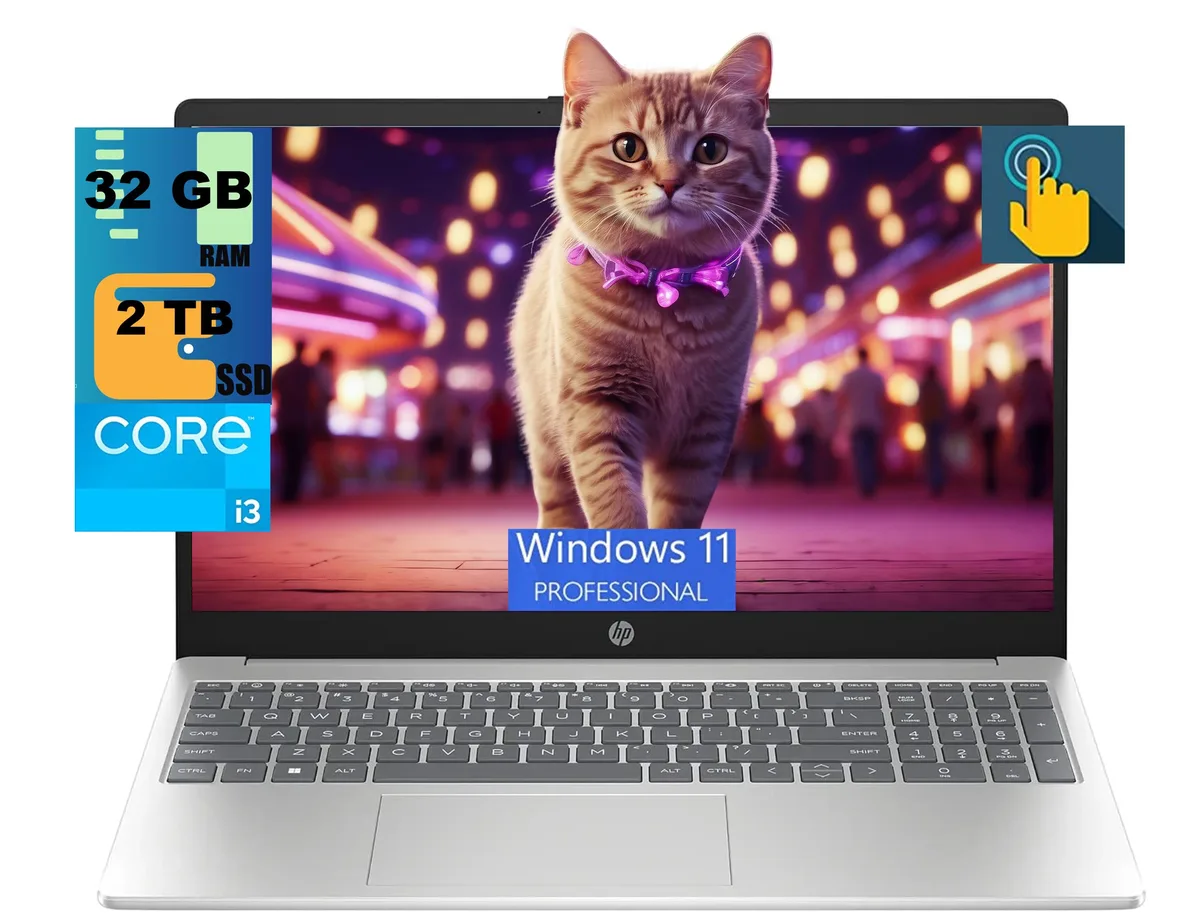 HP HP 15 laptop i3-1315U 32GB 2TB SSD touchscreen Silver — product photo