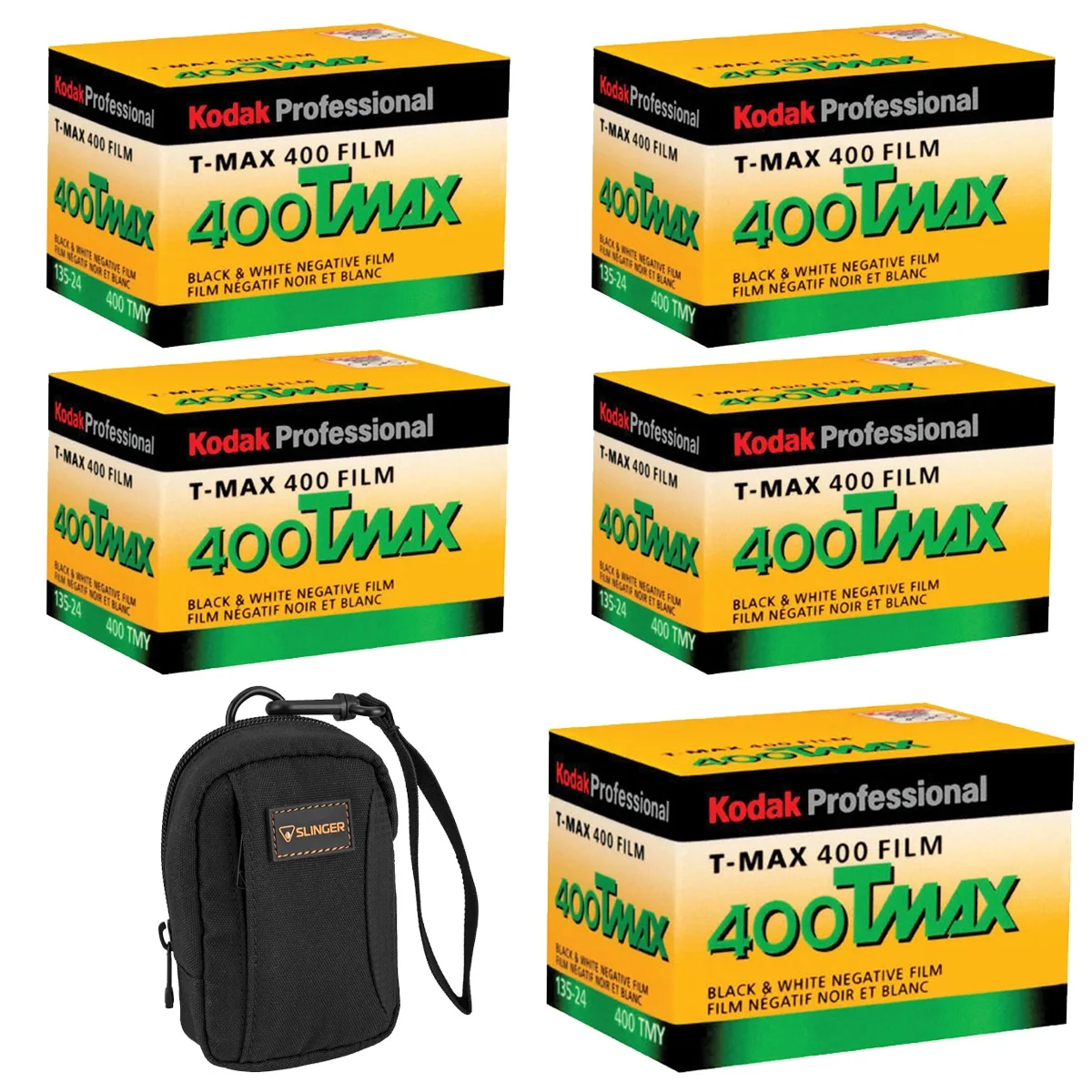 Kodak Kodak T-Max 400 35mm B&amp;W Negative Film 24 Exposure 5-Pack with Camera Bag — product photo
