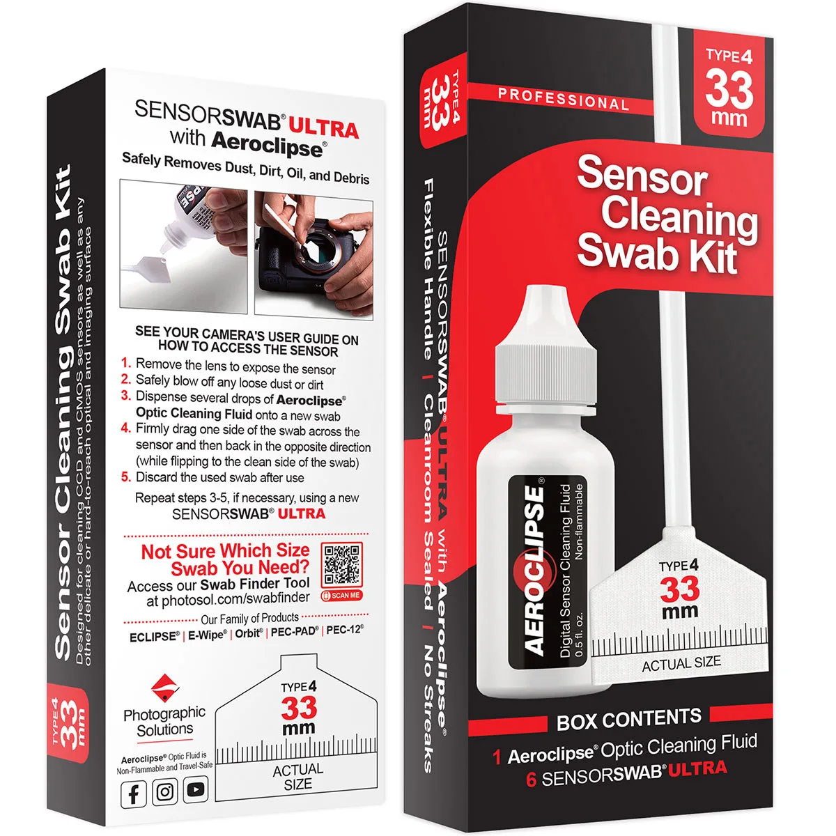 Photographic Solutions Photographic Solutions 33mm Sensor Cleaning Swab Kit with Aeroclipse Solution 15ml 6 Swabs — product photo