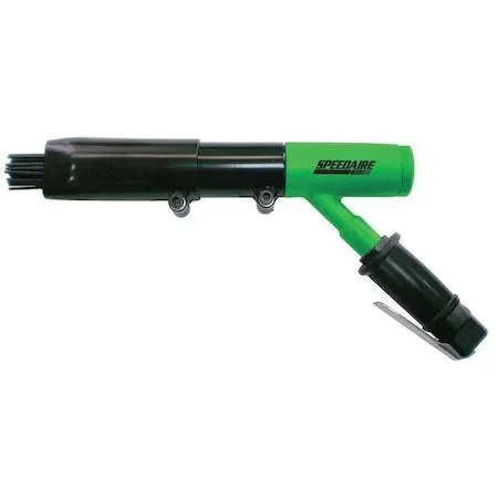Pistol-grip needle scaler, silver metal body, 28 needles included
