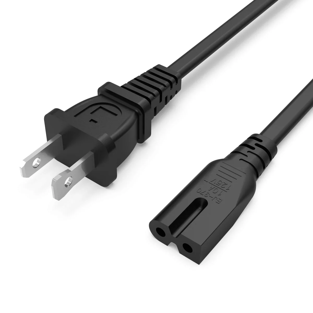  Superer NF-023 2-Prong Polarized Power Cord 6 ft 18 AWG 125V 10A IEC 60320 C7 to NEMA 1-15P ETL Listed — product photo