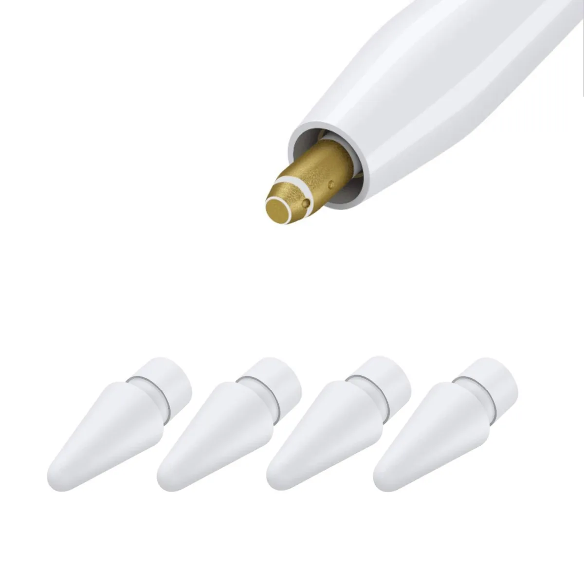  REEYEAR Replacement Tips for Apple Pencil 1 &amp; 2 Gen, Logitech Crayon, White 4 Pack — product photo