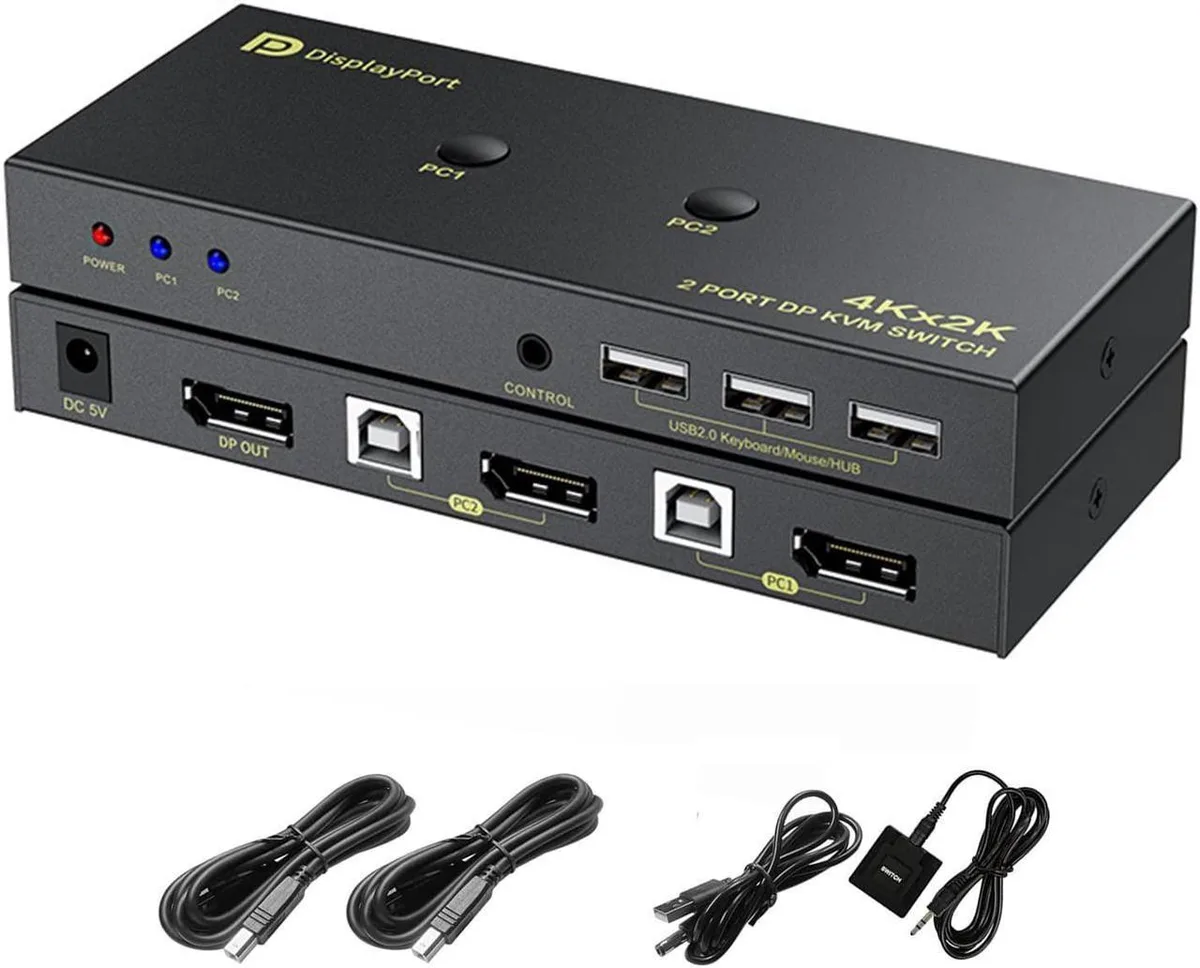 Vszerda Vszerda 2 Port DP 1.2 KVM Switch 4K 60Hz USB 2.0 — product photo