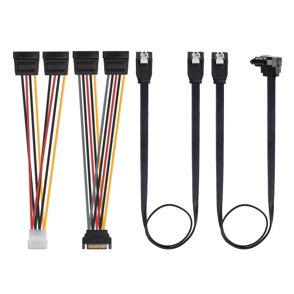  Cable Matters 104070 SATA Cable Kit 2×18″ 90° Splitter Molex Black — product photo